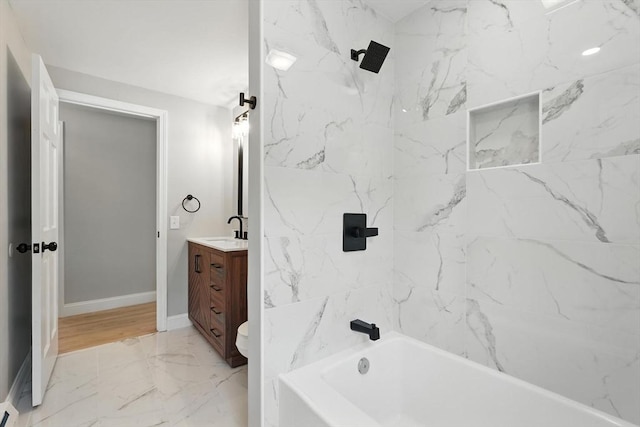 147 Mort Vining Rd, Southwick, MA 01077 - full bath with vanity, marble finish floors, and bathing tub / shower combination