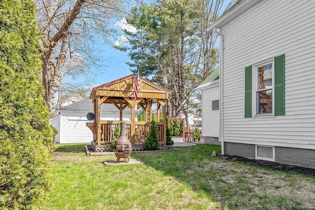 view of yard with a gazebo
