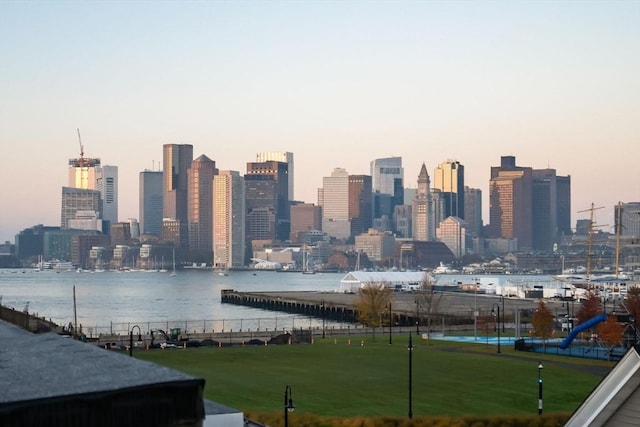 property's view of city with a water view