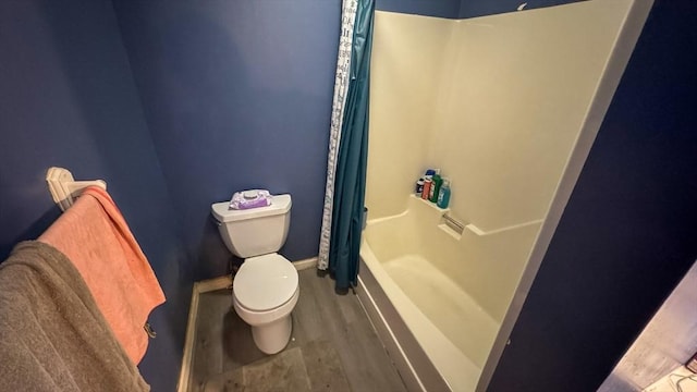 2 Altavesta Cir Unit A, Woburn, MA 01801 - full bath featuring toilet, shower / tub combo with curtain, and wood finished floors