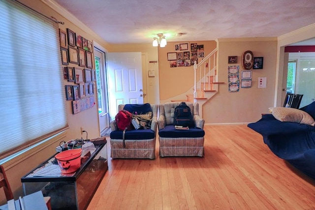 2 Altavesta Cir Unit A, Woburn, MA 01801 - living room with stairway, wood finished floors, and ornamental molding
