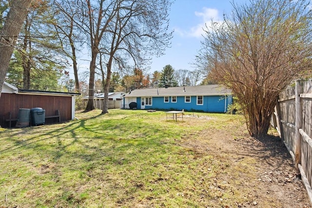 view of yard featuring a fenced backyard