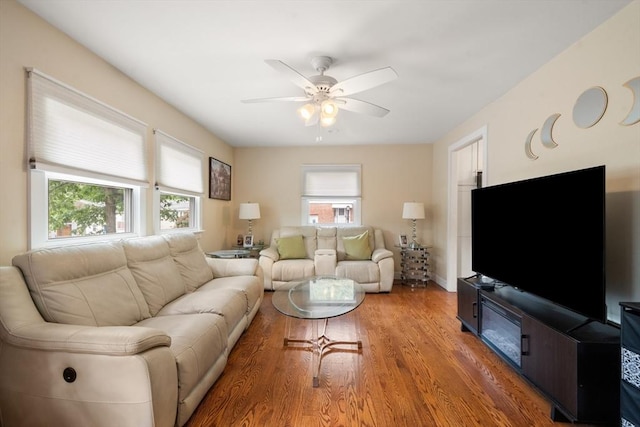 17 Chandler Rd, Malden, MA 02148 - living area featuring a ceiling fan, plenty of natural light, and light wood finished floors