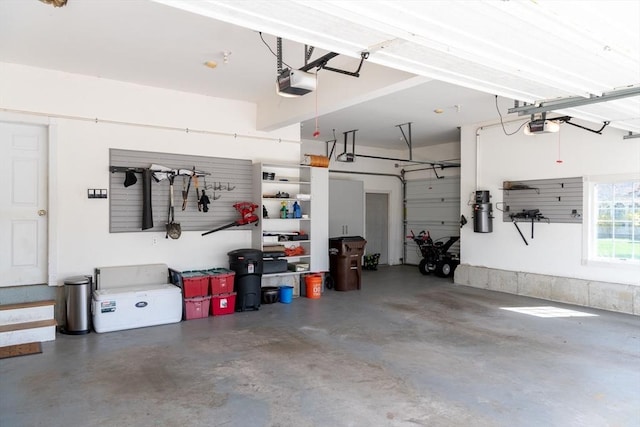 garage with a garage door opener