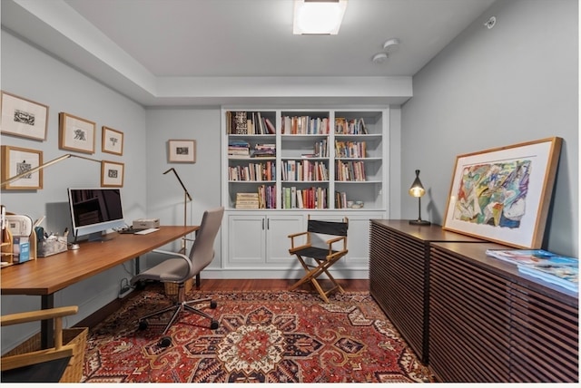 office area with dark hardwood / wood-style floors