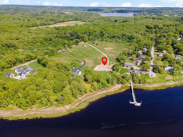 8 Ferry Ln, Berkley, MA 02779 - aerial view of property's location featuring a forest and a nearby body of water