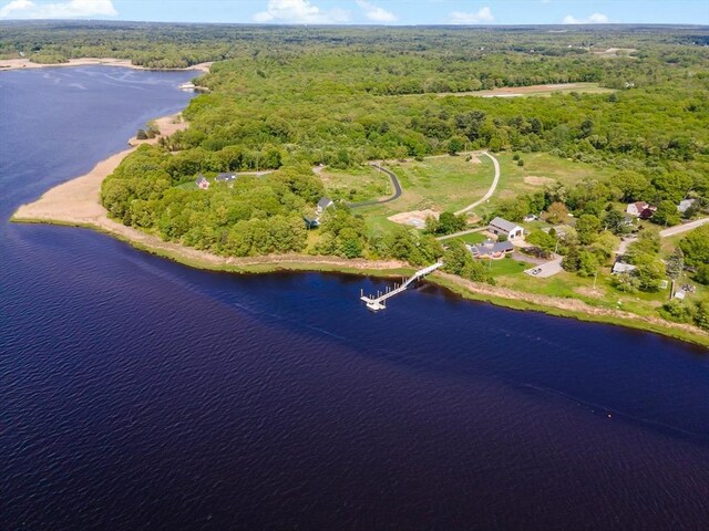 8 Ferry Ln, Berkley, MA 02779 - aerial overview of property's location featuring a forest and a large body of water