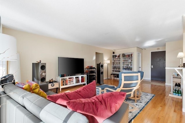 living room with light hardwood / wood-style floors