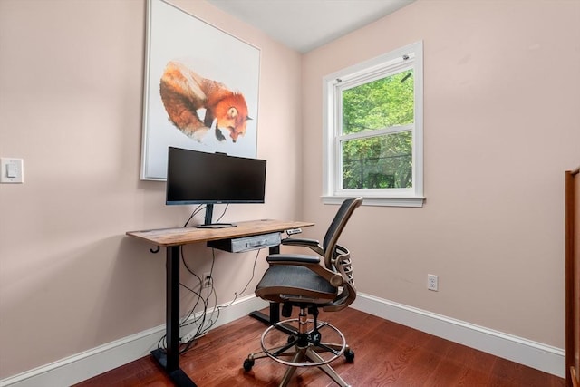 106 Walnut St Unit 2, Somerville, MA 02145 - home office featuring baseboards and dark wood-style flooring