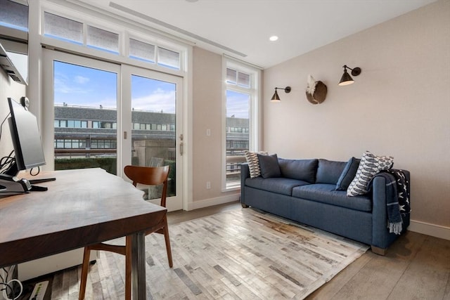 living room with wood-type flooring