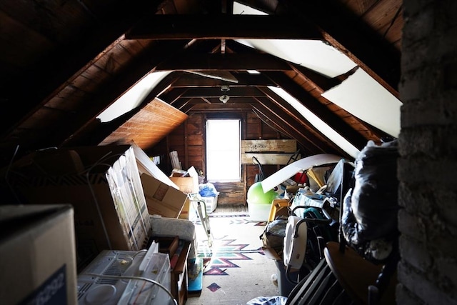 view of unfinished attic