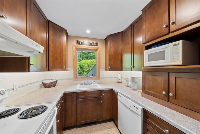 23 Rufus Jones Ln Unit 23, Easton, MA 02356 - kitchen featuring white appliances, a sink, premium range hood, light countertops, and recessed lighting