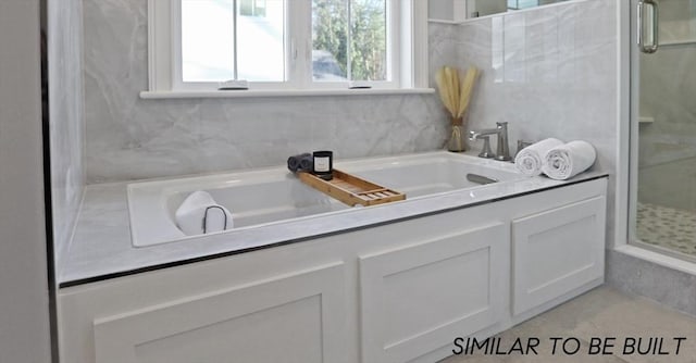 10 Webber Ave Unit 4D, Bedford, MA 01730 - full bath featuring a shower stall and a tub with marble appearance