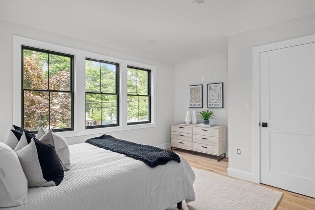 bedroom featuring light hardwood / wood-style floors