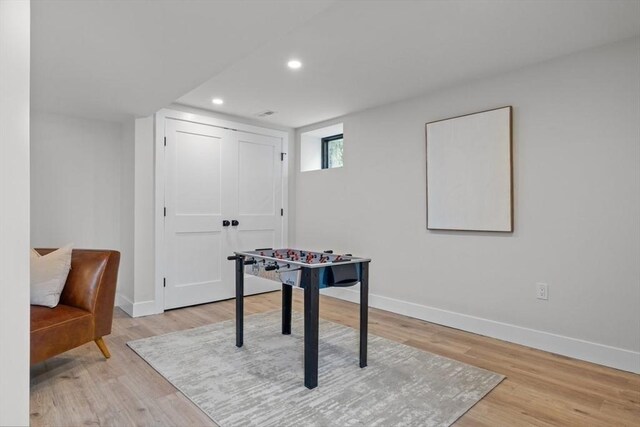 playroom featuring light hardwood / wood-style flooring