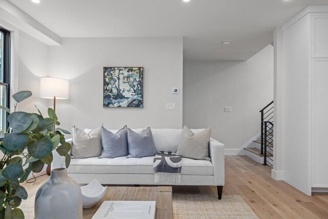 living room featuring light wood-type flooring