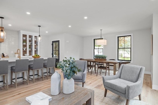 living room with light wood-type flooring