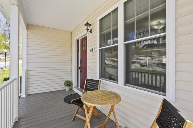 wooden deck featuring a porch