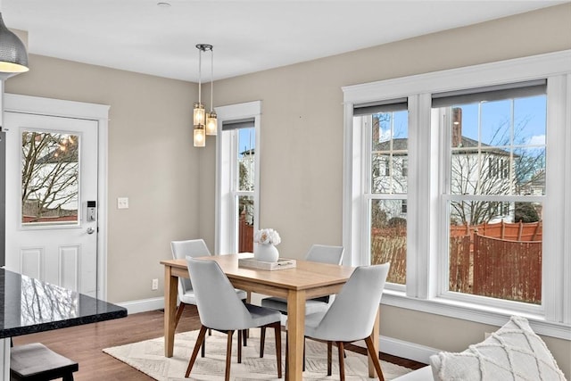 dining space featuring hardwood / wood-style flooring