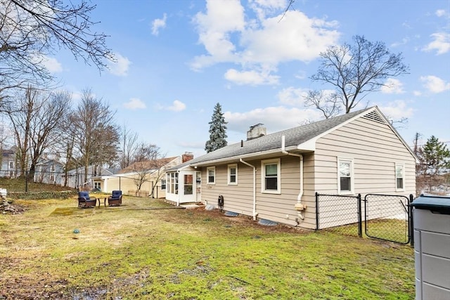 326 Austin St Unit 0, Newton, MA 02465 - rear view of house with a chimney and a shingled roof