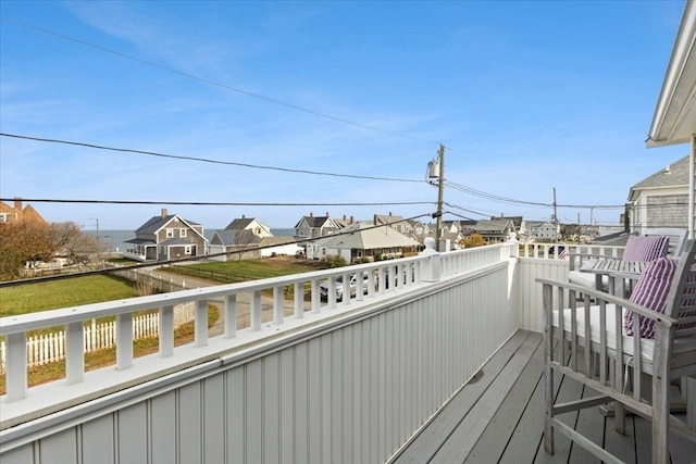 wooden balcony with a deck