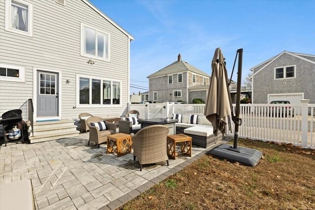 99 Ashburton Ave, Marshfield, MA 02050 - view of patio / terrace with entry steps, outdoor lounge area, and area for grilling