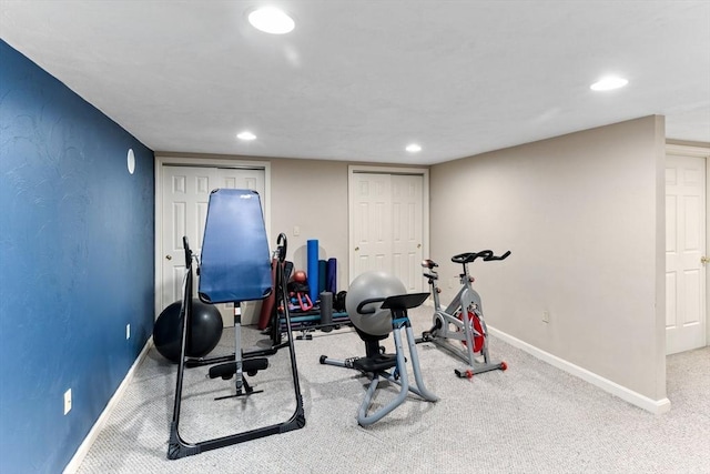 48 Logans Run, Attleboro, MA 02703 - workout room with baseboards, carpet flooring, and recessed lighting