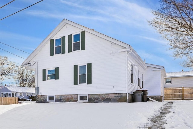 view of snow covered exterior