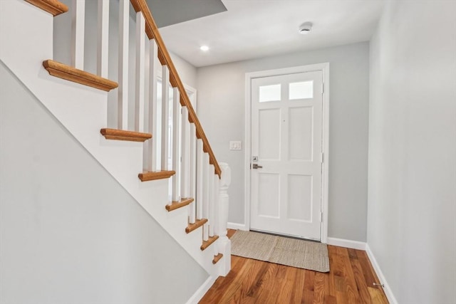 foyer with hardwood / wood-style flooring