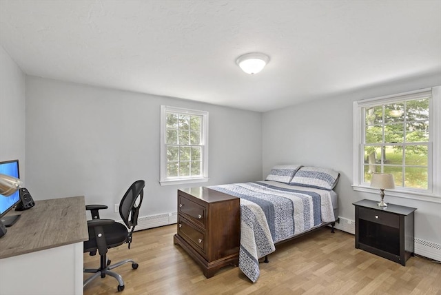 100 Elm St, Marshfield, MA 02050 - bedroom with light wood-style floors, a desk, and a baseboard heating unit