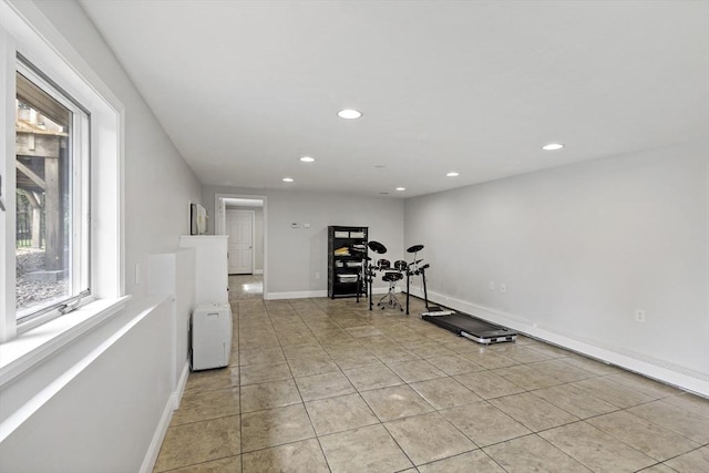 100 Elm St, Marshfield, MA 02050 - exercise room with light tile patterned flooring and recessed lighting