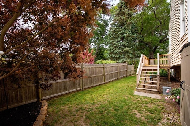 100 Elm St, Marshfield, MA 02050 - fenced backyard with stairway and a deck
