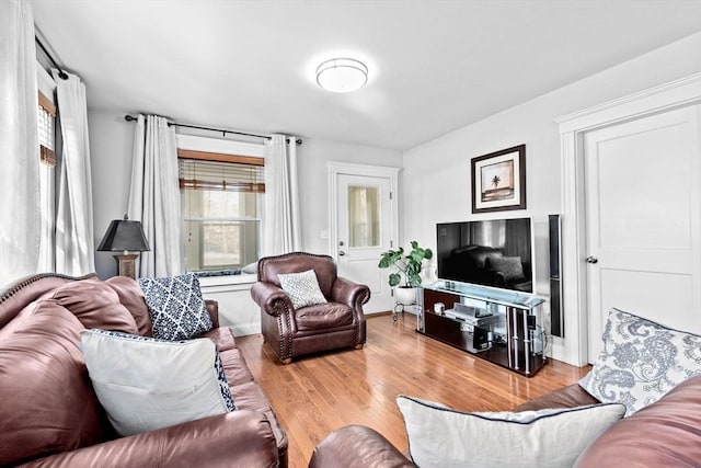 living room with wood finished floors