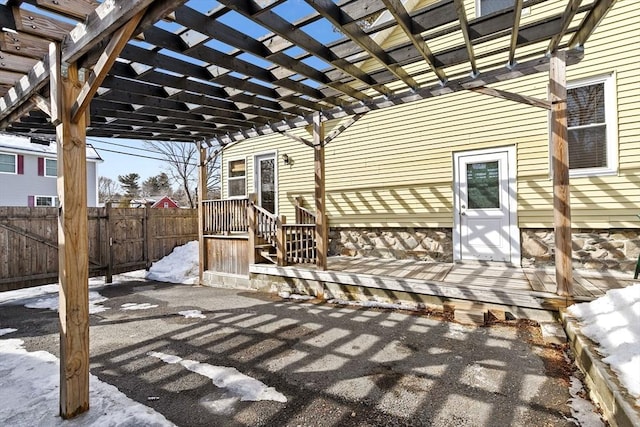 view of patio / terrace with fence and a pergola