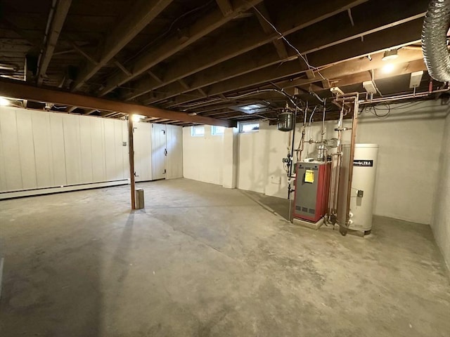 basement with electric water heater