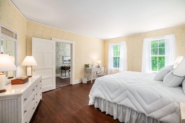 15 Brier Rd, Gloucester, MA 01930 - bedroom featuring wallpapered walls and dark wood-style flooring