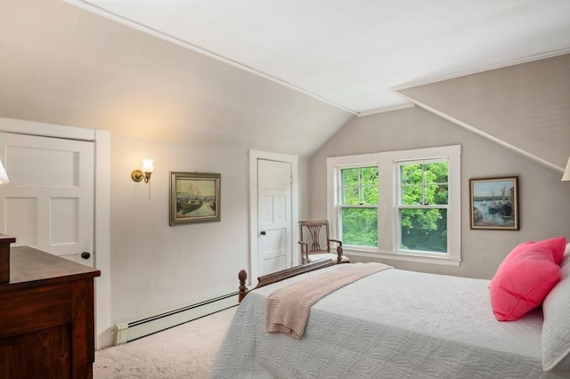 15 Brier Rd, Gloucester, MA 01930 - carpeted bedroom with a baseboard heating unit and vaulted ceiling