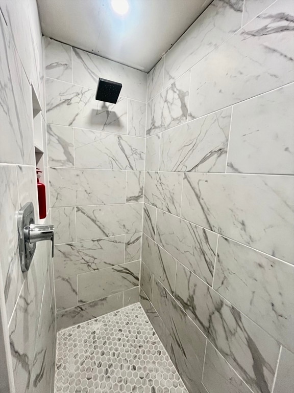 bathroom featuring a tile shower