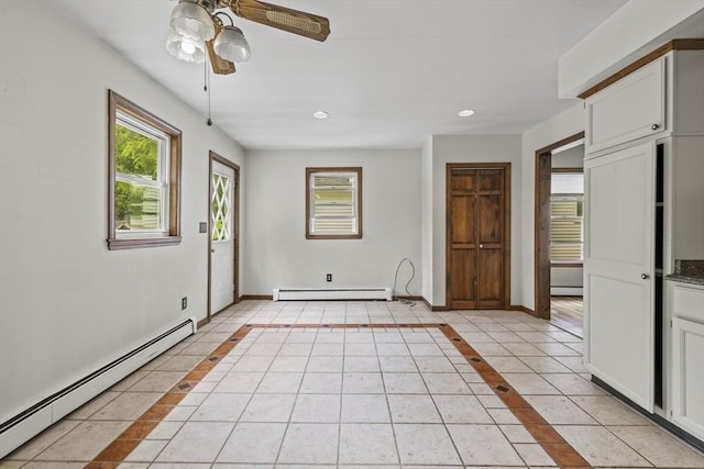 32 Dale St, Franklin, MA 02038 - entrance foyer featuring a baseboard radiator, ceiling fan, and recessed lighting