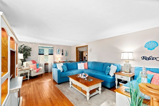 living room with light wood-type flooring