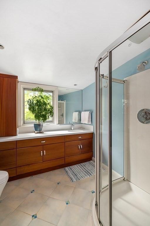 14 Parsons Hill Rd, Wenham, MA 01984 - full bathroom with a stall shower, vanity, and toilet