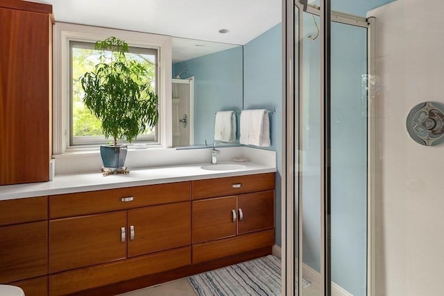 14 Parsons Hill Rd, Wenham, MA 01984 - full bath featuring vanity, a stall shower, and tile patterned floors