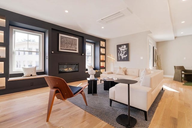 living room with light wood-type flooring