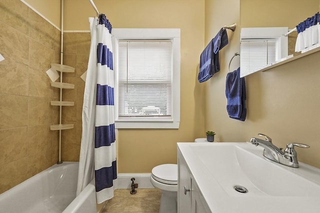23 Starbird St, Lowell, MA 01854 - bathroom featuring shower / bathtub combination with curtain, vanity, and tile patterned floors