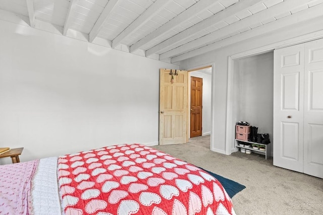91 Bartholomew St, Peabody, MA 01960 - carpeted bedroom featuring beamed ceiling and a closet