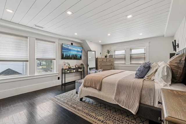 1792 Washington St, Braintree, MA 02184 - bedroom with hardwood / wood-style floors, recessed lighting, and wood ceiling