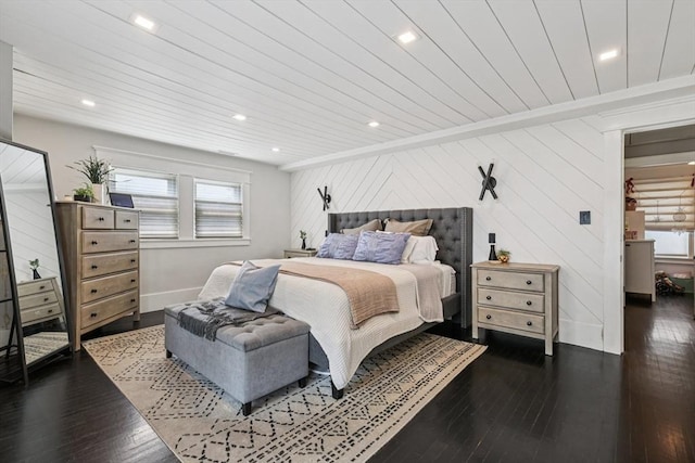 1792 Washington St, Braintree, MA 02184 - bedroom featuring wood-type flooring, recessed lighting, and wood walls