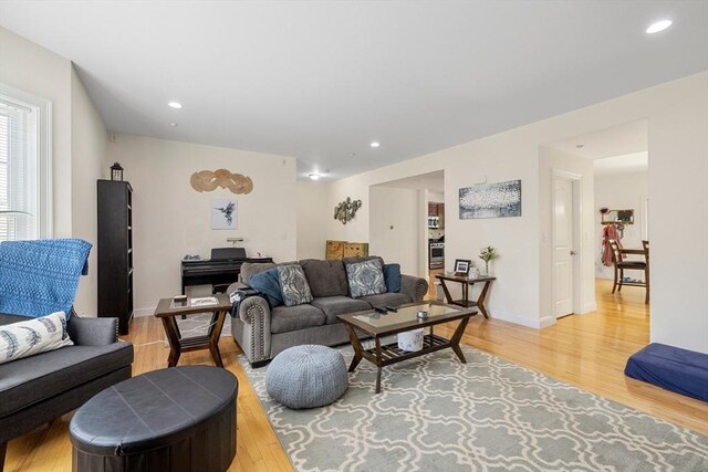 6 Comanche Ter Unit 6, Westford, MA 01886 - living area with light wood-style flooring and recessed lighting