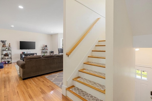 6 Comanche Ter Unit 6, Westford, MA 01886 - stairway featuring hardwood / wood-style flooring and recessed lighting