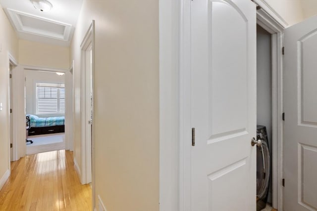 6 Comanche Ter Unit 6, Westford, MA 01886 - corridor with light wood-style floors and attic access
